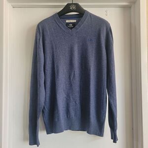 La Martina Buenos Aires merino wool blue heathered v neck